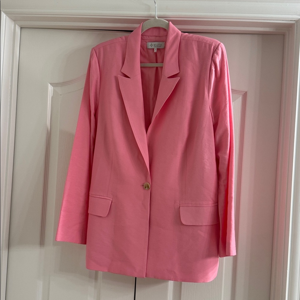 Wayf Pink Single-Button Notched-Lapel Blazer - Picture 2 of 3